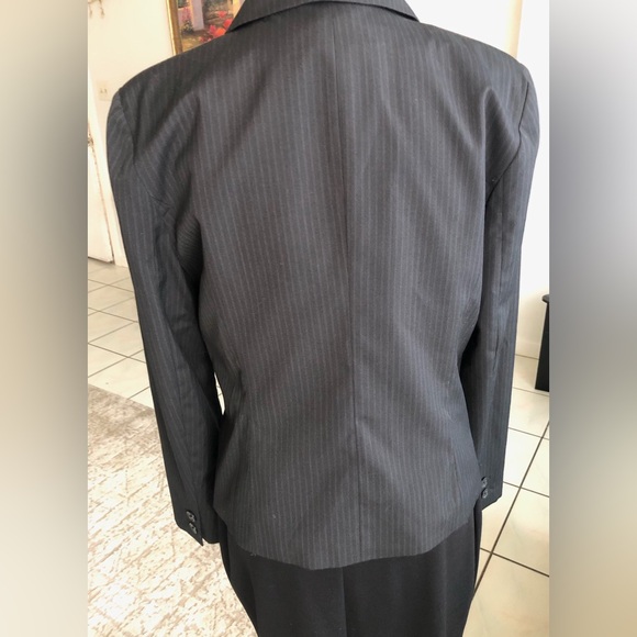 Worthington Black Pinstriped, Two  Button Blazer with collar and front pockets. - Picture 5 of 14